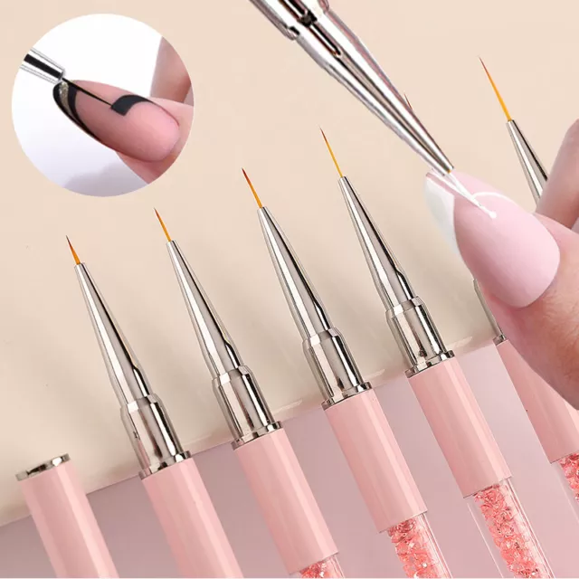 Cepillo delineador de arte en uñas línea ultrafina pluma de dibujo herramienta de manicura puntas lápiz de pintura
