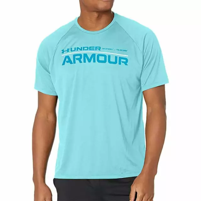 Under Armour Mens Tech 2.0 Wordmark Short Sleeve Training Top - Blue