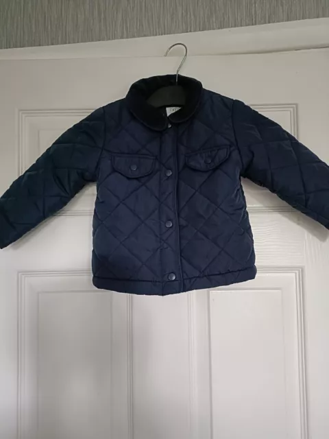 Baby Boys 12/18mths Navy Blue Quilted Jacket Fleece Lined