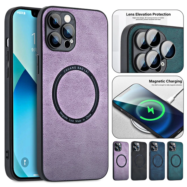 MagSafe Leather Magnetic Case Camera Lens Protect For iPhone 14 13 Pro Max 12 11