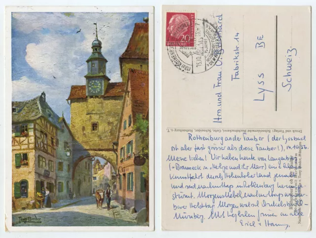 67437 - Tony Binder: Rothenburg, Röderbogen - tarjeta de artista, caducado 15.10.1956