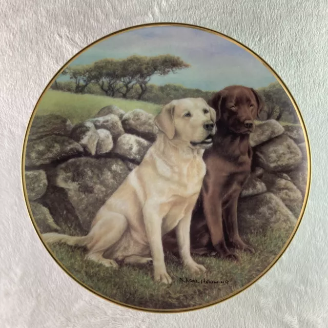 TRUSTED COMPANIONS Plate Nigel Hemming Yellow Chocolate Labrador Retrievers Labs