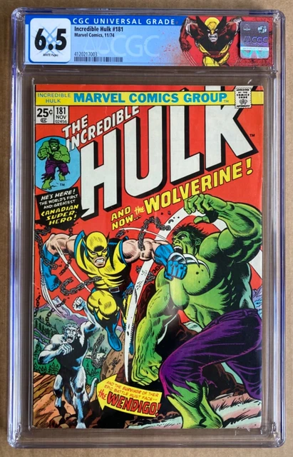 Incredible Hulk # 181 cgc 6.5 1 st Wolverine Stan Lee Trimpe white pgs 180