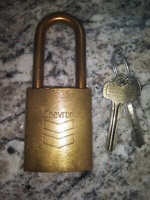 Vintage Brass Best  Chevron padlock with 2 Keys, One Original Numbered Key