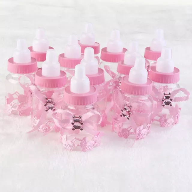 24 Fillable Bottles Baby Shower Favors Plain Pink Party Decorations Girl Candy