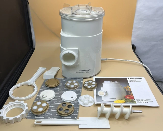 Cuisinart DPM-3 Deluxe Pasta Maker Unit Italy W/Dies & Manual See Video TESTED Cuisinart DPM-3 Deluxe Pasta Maker Unit Italy W/Dies & Manual See Video TESTED