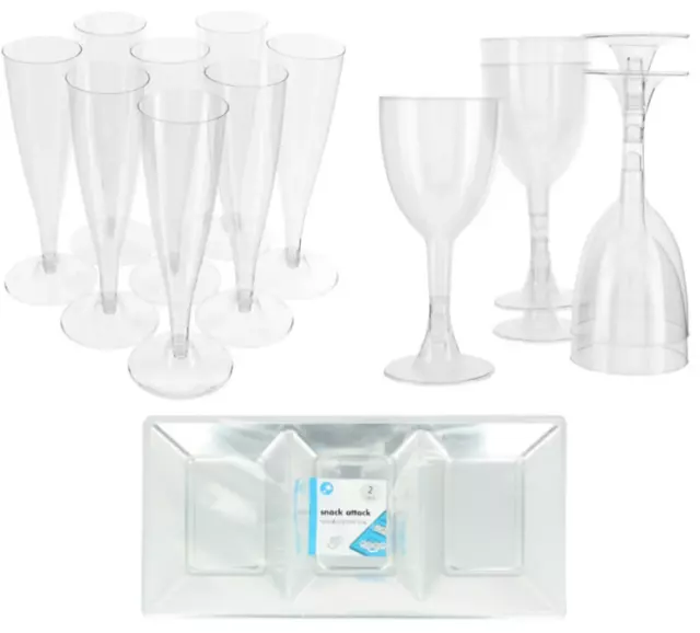 Clear Plastic Champagne Flutes Plastic Wine Glasses Snack Tray Party Glasses