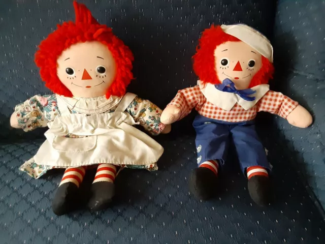 Vtg 70's Raggedy Ann & Andy 12" Knickerbocker Dolls