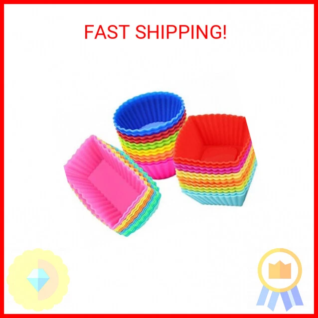 Silicone Cupcake Muffin Baking Cups Liners 36 Pack Reusable Non-Stick Cake Molds