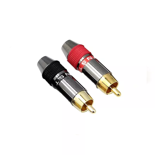 2 PCS Professional RCA Phono Male Non-Solder Solderless Connector Adapter Plug