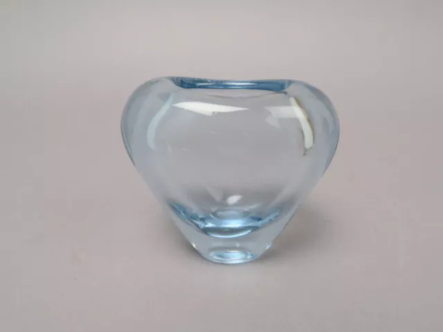 Holmegaard Herzvase Per Lütken Glas Vase 1958 ca 9 cm hellblau 15734 Denmark