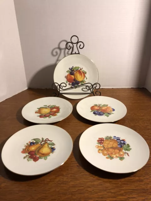 Set of 5 Bareuther Waldsassen Fruit 7.75" Luncheon Plates Bavaria Germany