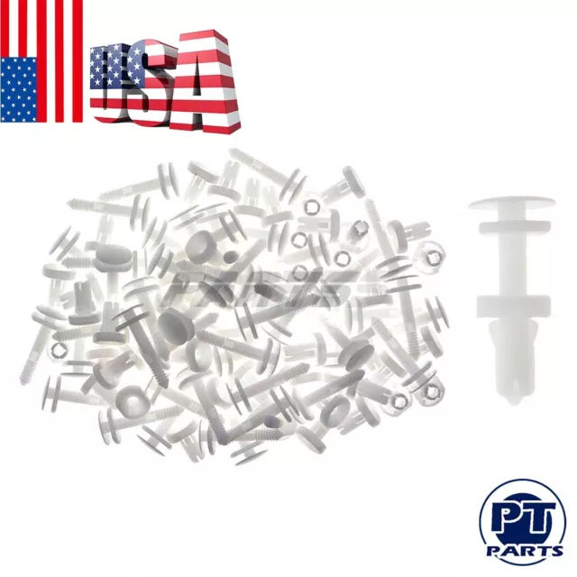 50pcs New White Push Type Retainer Clips Door Trim Panel For GM Truck Chevrolet