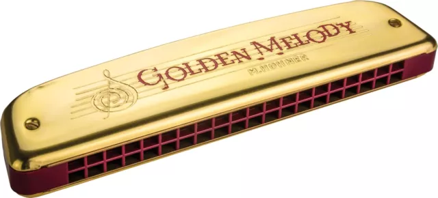 Hohner Golden Melody 40 Mundharmonika C-Dur diatonisch Harp 40 Töne Messing Etui