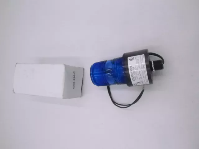 495S 120VAC MICROSTROBE Blue  Single Flash Strobe  1/2” Male Thread Mount