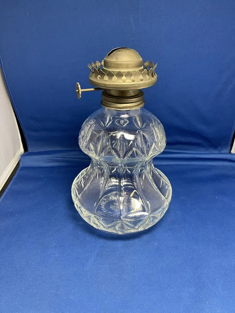 Diamond Point Crystal Lamplight  Farms Kerosene Lamp Made In Austria