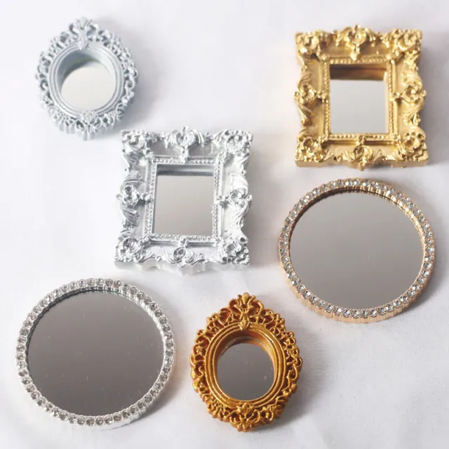 6PC 1/12 Scale Dollhouse Miniature Retro Mirror Vintage Ornament Accessory Decor