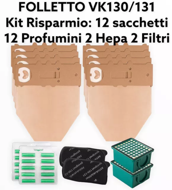 FOLLETTO VK130 VK131 Kit Risparmio: 12 Sacchetti 12 Profumini 2