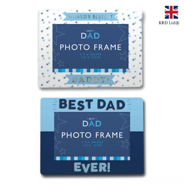 Fathers Day Foiled Photo Picture Frame Best Dad Birthday Grandad Xmas Gift UK