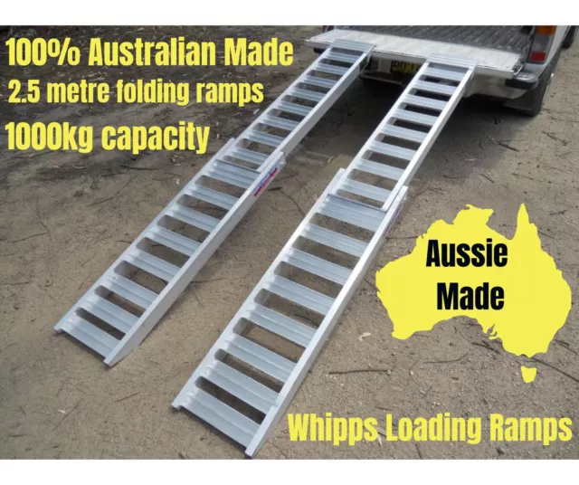 2.5 Metre Folding Quad Bike ATV Loading Ramps 1 Tonne Capacity Australian Made