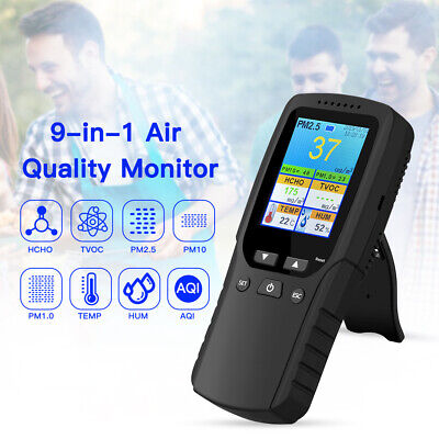 9 in 1 Air Quality Monitor PM2.5 PM1.0 PM10 HCHO TVOC Humidity Detector Analyzer
