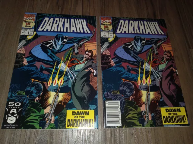 Darkhawk #1 Lot of 2  (March 1991, Marvel Comics) Newsstand and Direct Edition