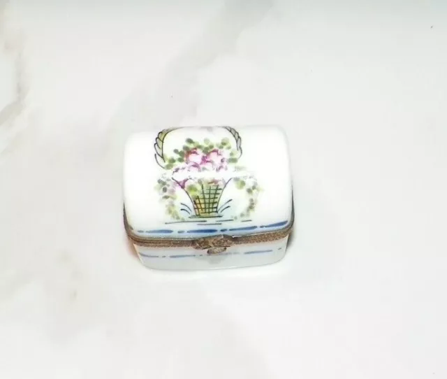 Vintage Limoges Hand Painted Hinged Trinket Box W/Four Bottles Inside