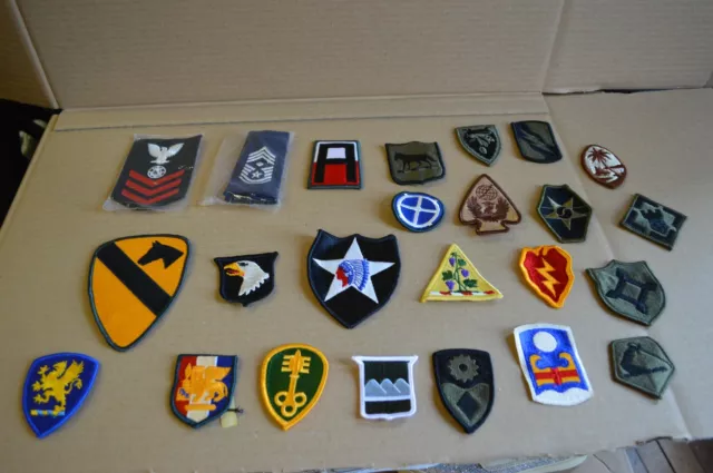 Lot of 50 Different Unit Patches, Insignia, Army, Navy, Air Force 101st, 1st Cav