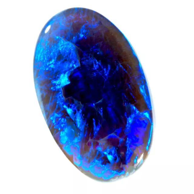 RICH SAPPHIRE BLUE MAUVE 2.68ct 13x8mm SOLID BLACK CRYSTAL OPAL LIGHTNING RIDGE