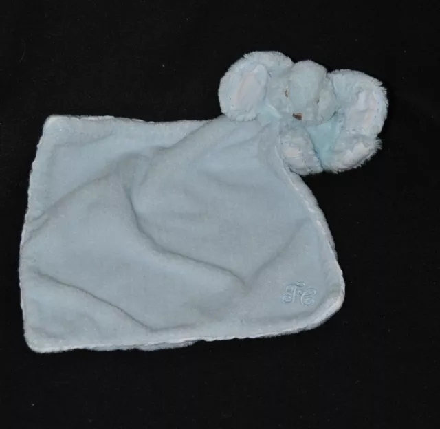 Peluche doudou lapin TARTINE ET CHOCOLAT bleu mouchoir brodé 11 cm assis TTBE