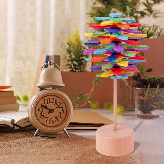 Wooden Helicone Wand Rotating Lolly Toy Children Decompression Educational Toys