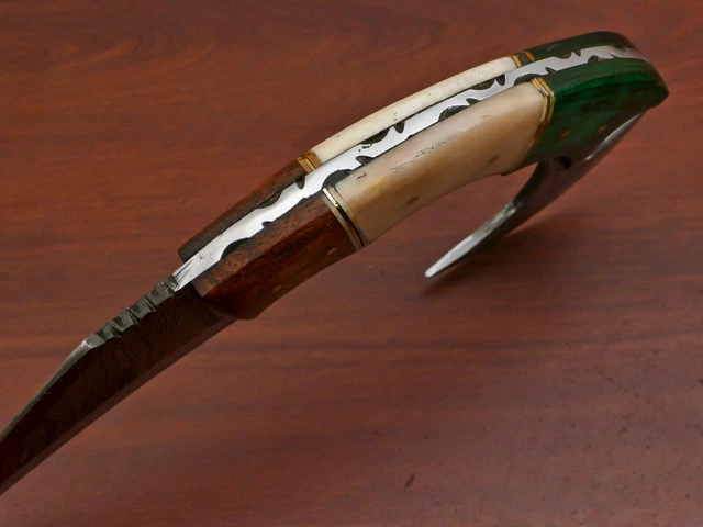 Hand Forged Damascus Steel Blade Full Tang Hunting Knife - Bone/Wood - Za-3013 8