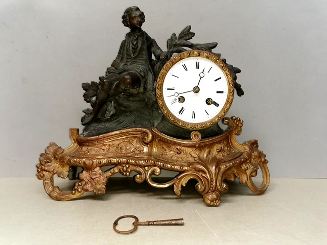 ANCIENNE PENDULE HORLOGE Bronze et Régule Japy Frères 1855 EUR 49,00