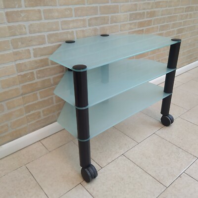 Carrello Porta TV Linea Azzurra Con Rotelle - Design Italiano Per Soggiorno, Bianco Frassinato - Foto 10