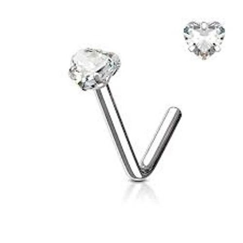thumbnail image 2 of 925 Sterling Silver Nose Stud – Cubic Zirconia Purple Heart With Ball End (3mm) 2 of 5