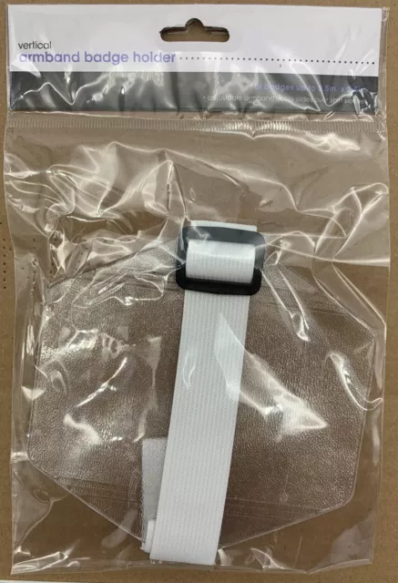 Lot of 20 Heavy Duty Arm Band Photo ID Badge Holder Vertical Elastic White Strap