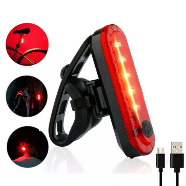 5 LED USB Rechargeable Bike Tail Light Bicycle Safety Cycling Warning Rear Lamp