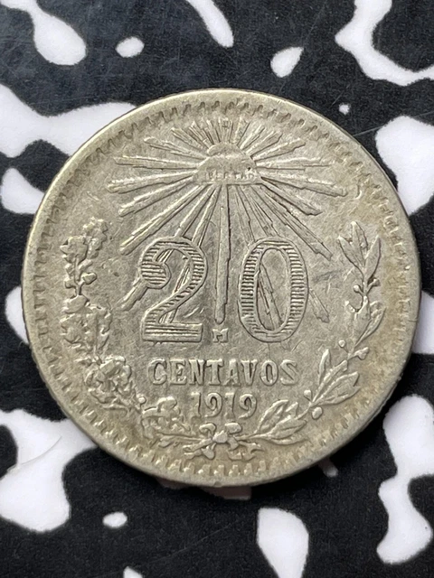 1919 Mexico 20 Centavos Lot#JP39 Silver!