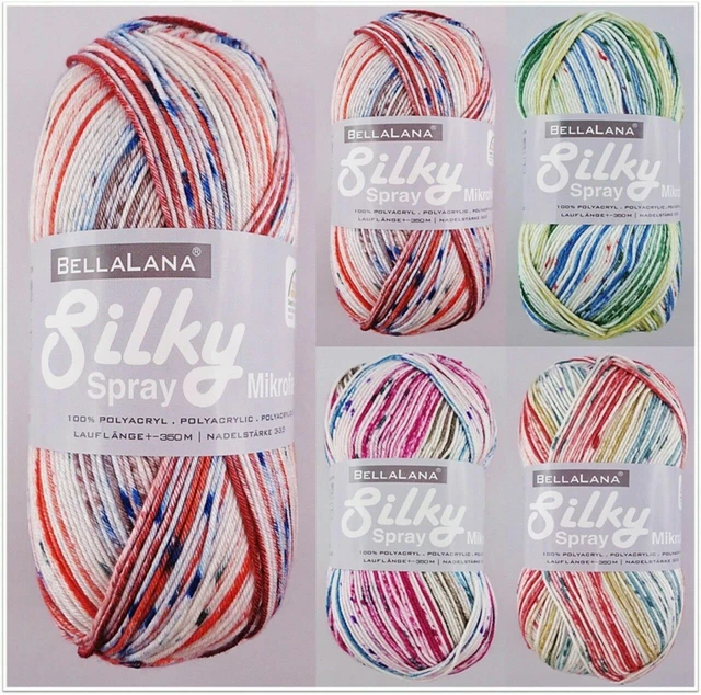 100g BellaLana Silky Spray Mikrofaser Wolle Garn Stricken Häkeln GP 34,90€/1kg