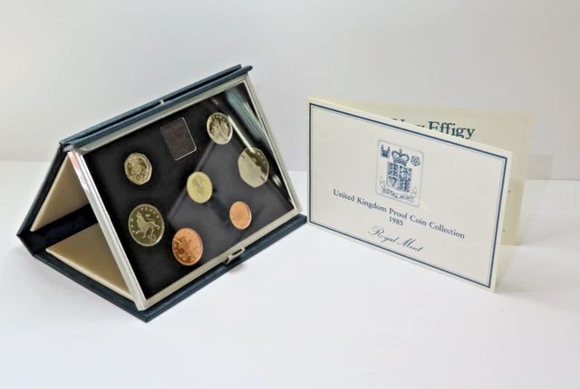 1985 United Kingdom Proof Set - 7 GEM UK Coins With Case & COA - free shipping