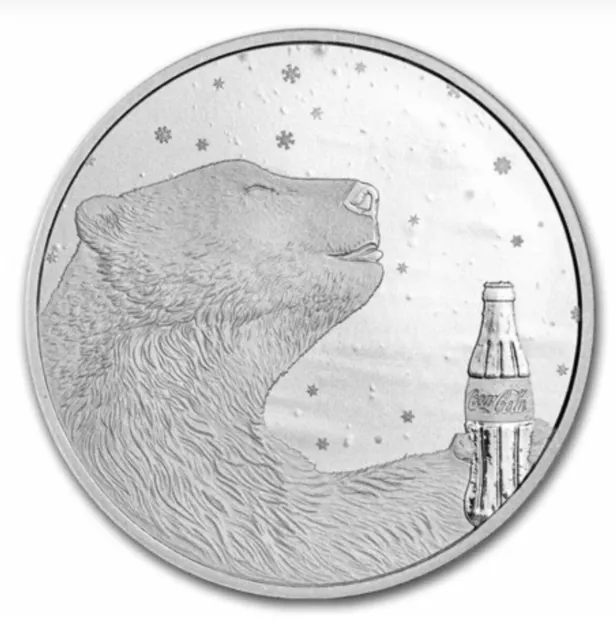 Coca Cola ® 1 oz .999 Silver Polar Bear Round In Capsule