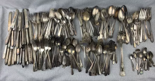 Silver Plated Flatware Mixed Lot - 350 Pieces - 30 lb.