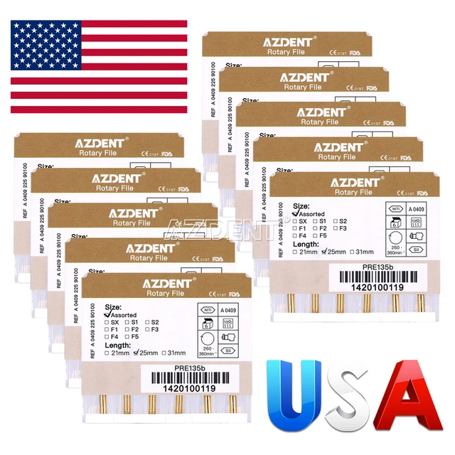 10 Boxes Dental Endo NITI Rotary Files Gold Taper Engine Use Assorted 25m SX-F3