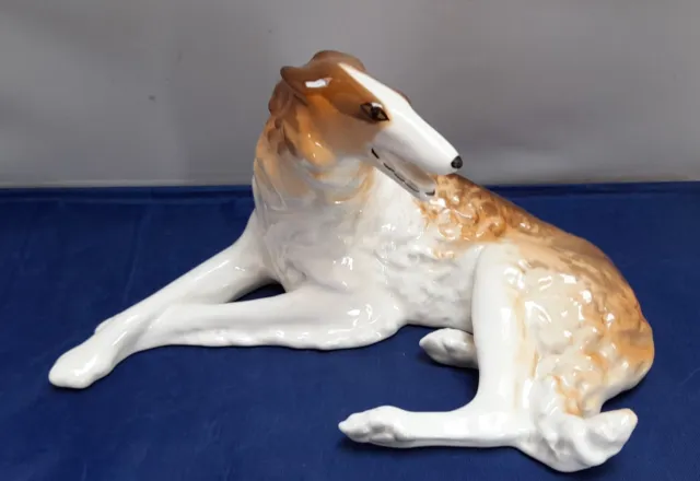 Lomonosov Dog Borzoi Russian Wolfhound Ceramic Animal Figurine Vintage Ornament