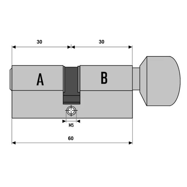 1 -4x Knaufzylinder 60mm 30/30 Tür Zylinder Schloss gleichschließend 2