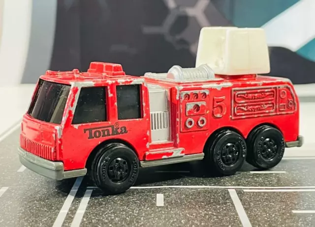 Vintaga 1992 TONKA 4" Steel Red Fire Engine #5 Truck Red Deicast Missing Ladder