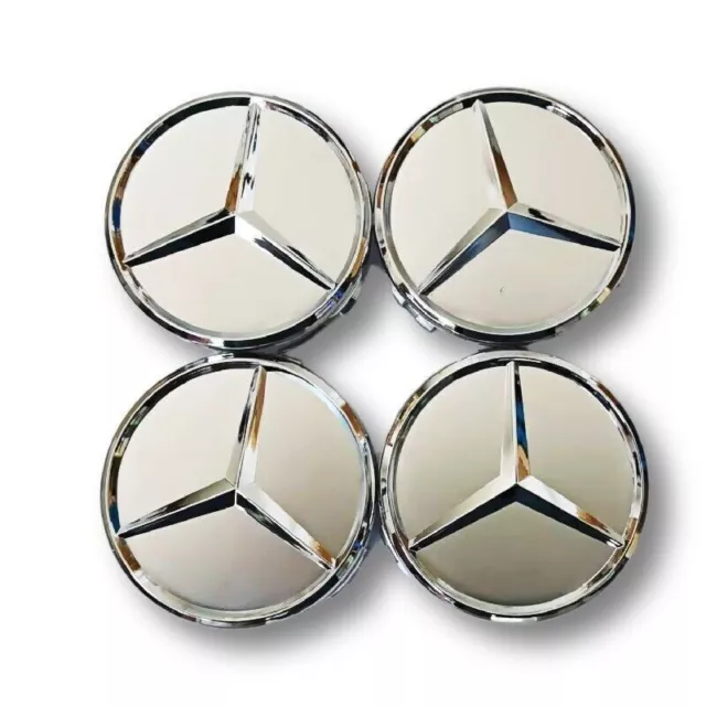 Silber 4x 75mm Für Mercedes-Benz Nabendeckel Nabenkappen Felgendeckel Chrom Neu