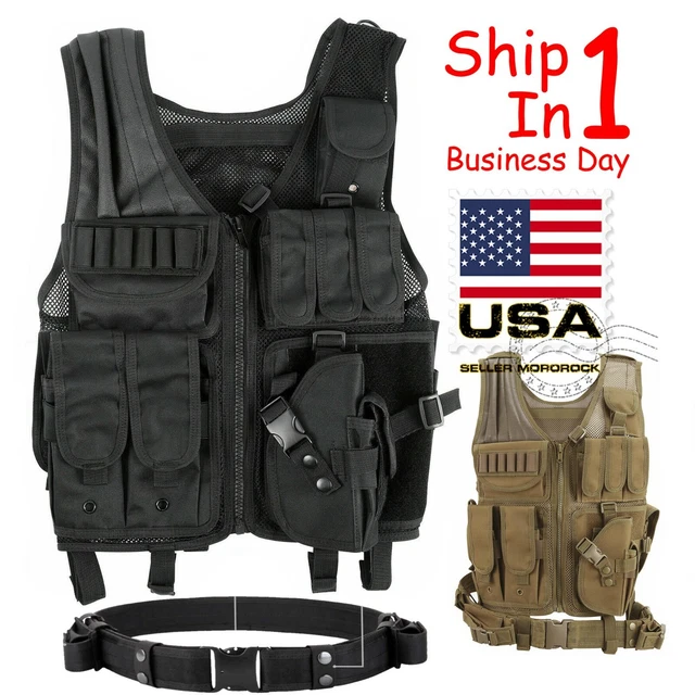 TACTICAL VEST MILITARY Gun Holder Molle Police Airsoft Combat Assault