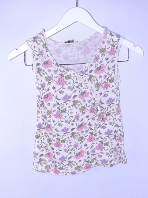 Mek Maglietta Per Bambina Maglia T-shirt Bianco Top Floreale Cotone Size 7 Anni