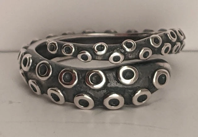 Sterling Silver Octopus Tentacle Ring 4g Sz 9.5 adj. Signed Silver Phantom 2